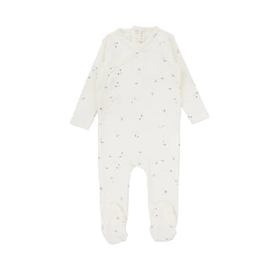 Baby Neutral Footie | Printed Wrapover Clover | Ivory | Lil Legs