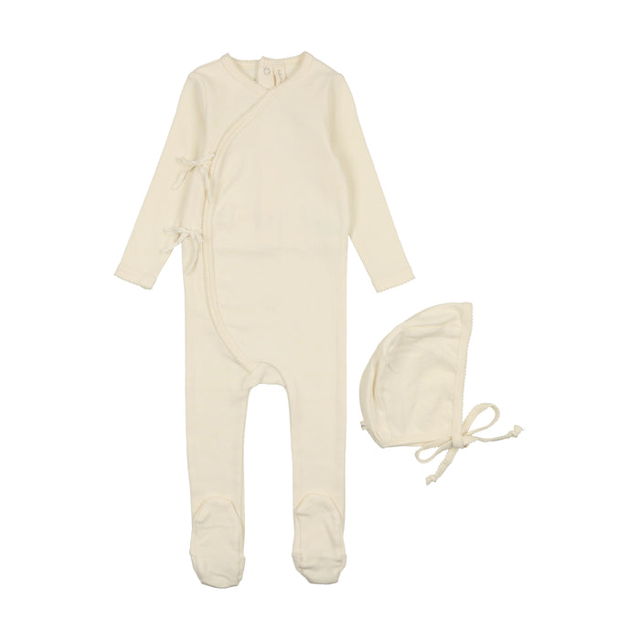 Baby Neutral Footie + Hat | Vine Pointelle | Cream | Lil Legs