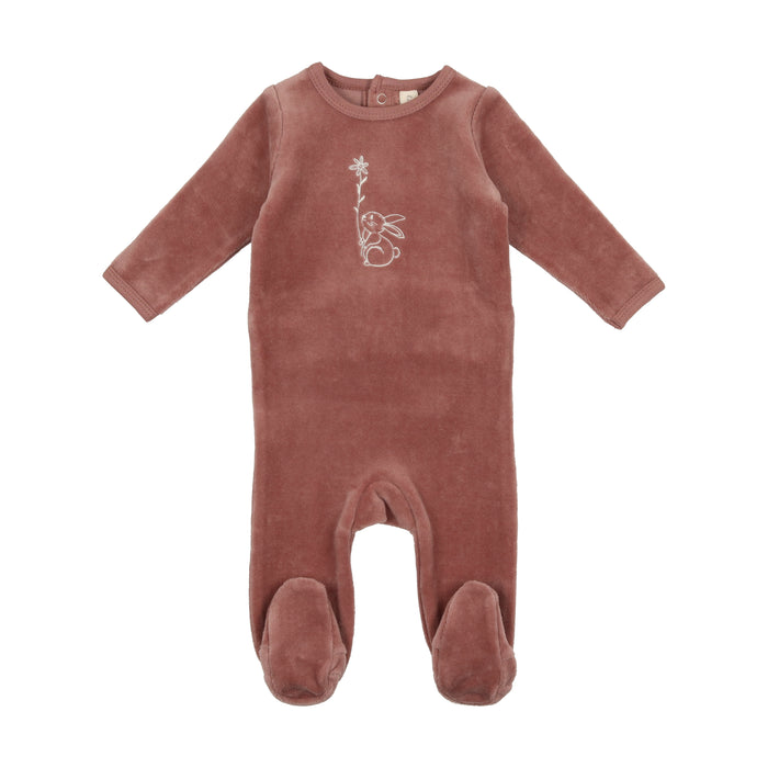 Baby Girl Layette Set | Velour Bunny | Rosewood With Flower | Lil Legs | AW23