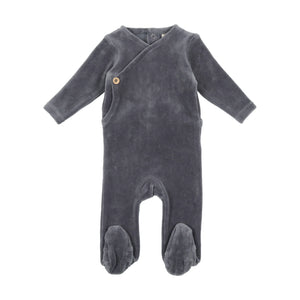 Baby Boy Footie + Hat | Velour Button Wrap | Slate | Lil Legs | AW23