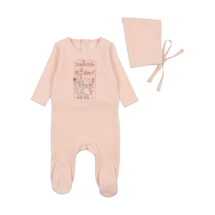 Baby Girl Footie + Hat | Velour Window | Ballet Slippers | Bee and Dee