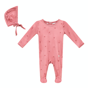 Baby Girl Footie + Hat | Velour Butterfly | Mauve | Clo