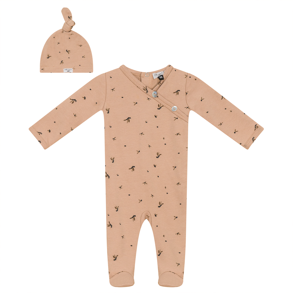 Baby Girl Layette Set | Rib and Leaf Print | Maple Sugar | Little Fragile