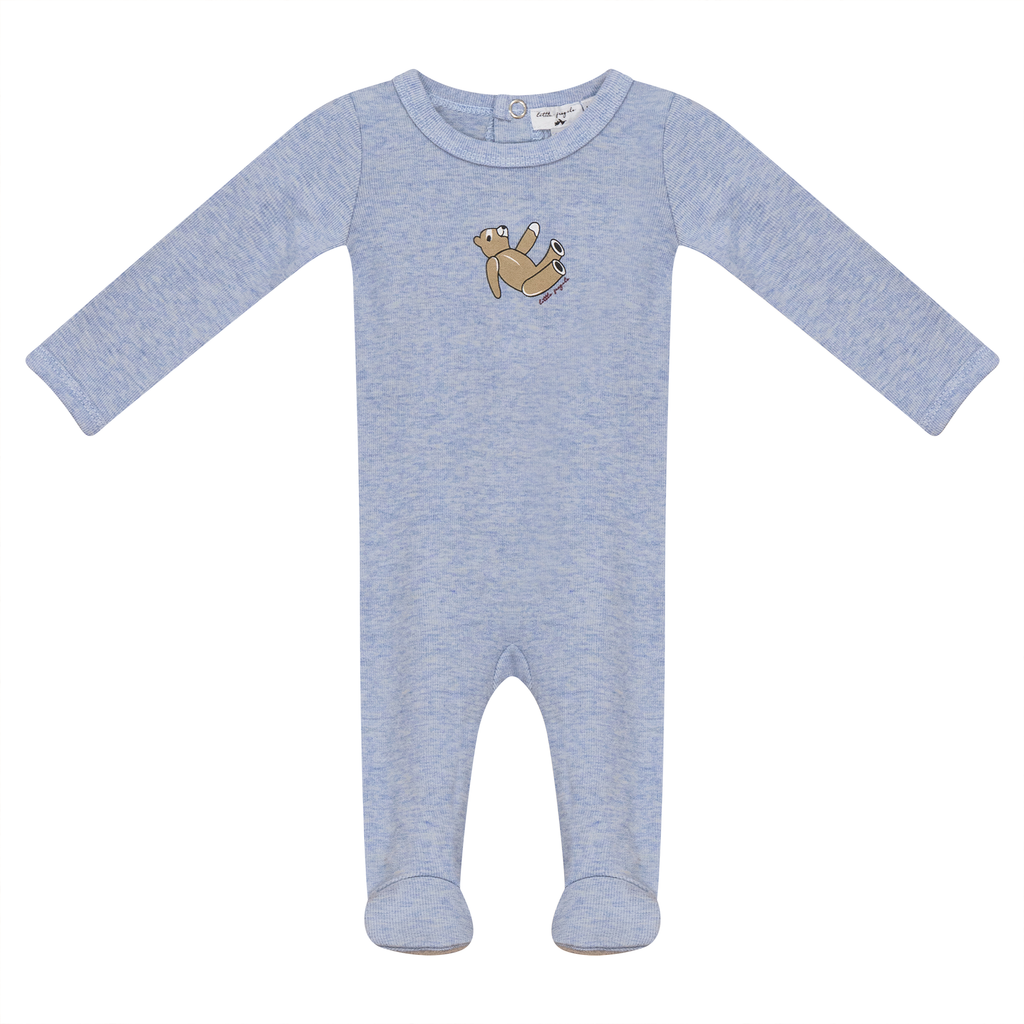 Baby Boy Footie | Bear Print | Blue Mix | Little Fragile