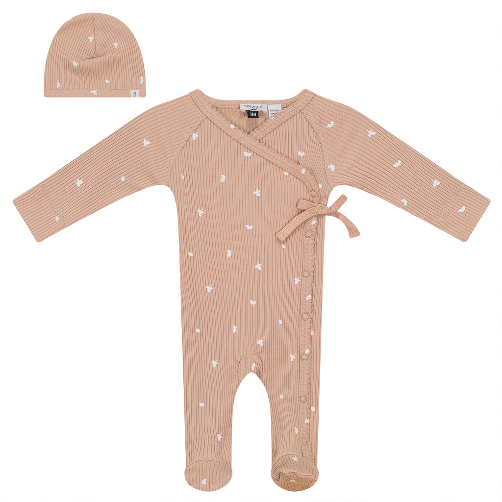 Baby Girl Layette Set | Wrap Leaf Print | Light Maple | Little Fragile