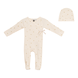 Baby Neutral Layette Set | Wrap Leaf Print | Vanilla | Little Fragile