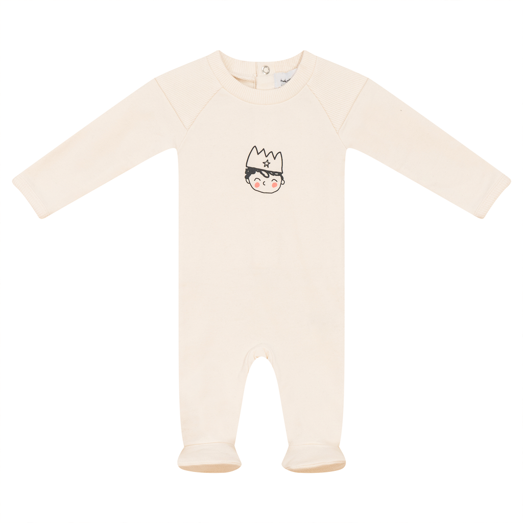 Baby Boy Footie | Fleece Crown | Cream | Charlotte & George