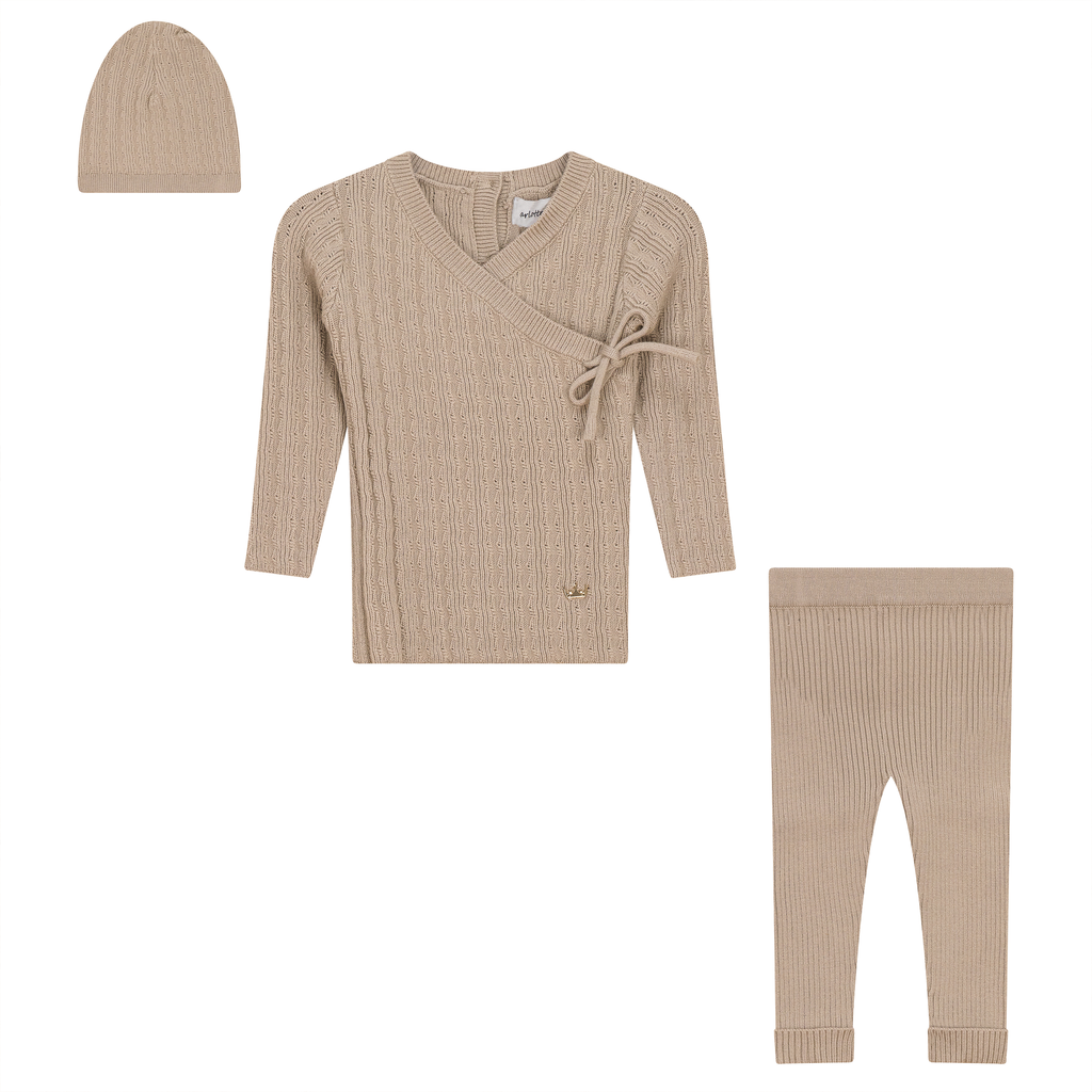 Baby Boy 3 Piece Set | Textured Rib Knit | Sandstorm Kimono | Charlotte & George