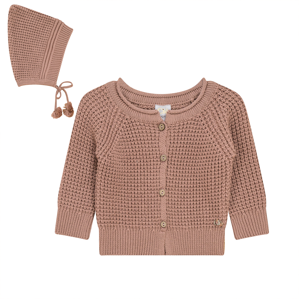 Baby Girl Jacket + Hat | Waffle Knit | Blossom | Clo