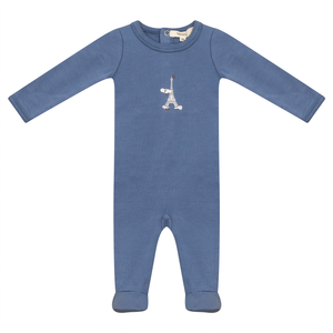 Baby Boy Footie | Eiffel Tower | True Blue | Fragile