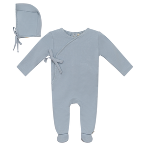 Baby Boy Footie + Hat | Soft Wrap | Blue | Bebe Bella