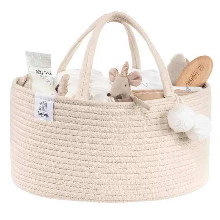 Cotton Rope Diaper Caddy | Beige | Fephas