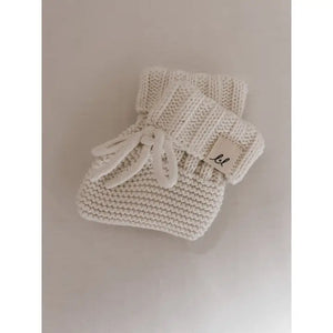 Baby Booties | Organic Knit | White | Luna + Luca