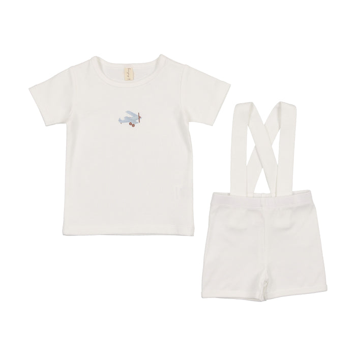 Baby Boy Short Set | Printed Airplane | Bonjoy Baby | SS25