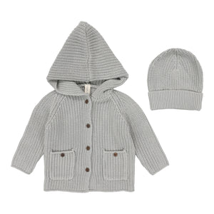 Baby Boy Jacket + Hat  | Chunky Knit | Powder Blue | Lil Legs