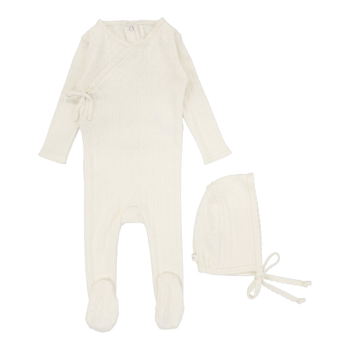 Baby Neutral Footie + Hat | Fine Pointelle | Cream | Lil Legs