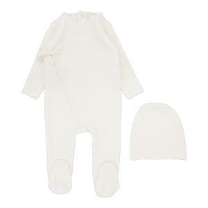 Baby Neutral Footie + Hat | Velour Wrap | Cream | Lil Legs