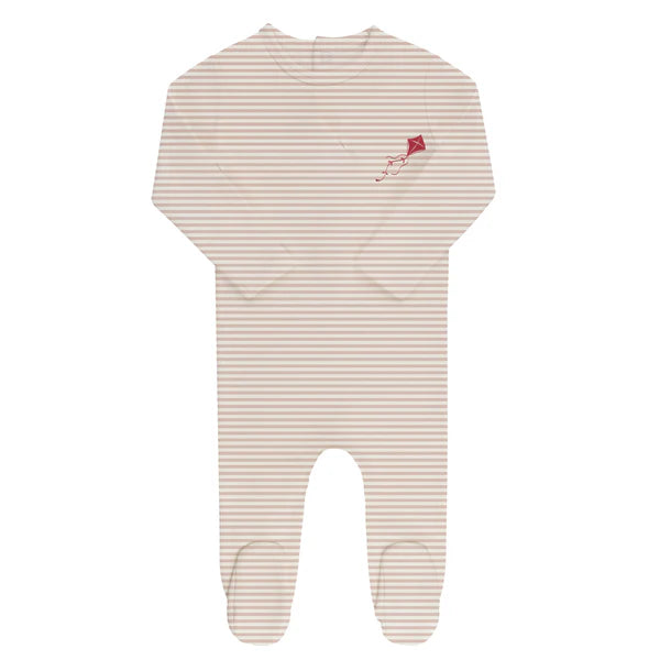 Baby Girl Footie | Organic French Terry Kite | Pink Stripes | Ely's & Co