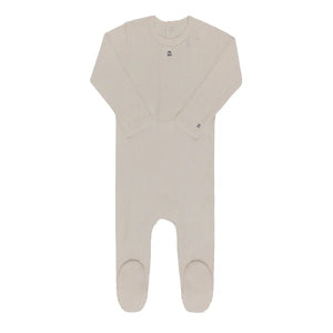 Baby Boy Footie | Organic Embroidered Cherry Pointelle | Beige | Ely's & Co