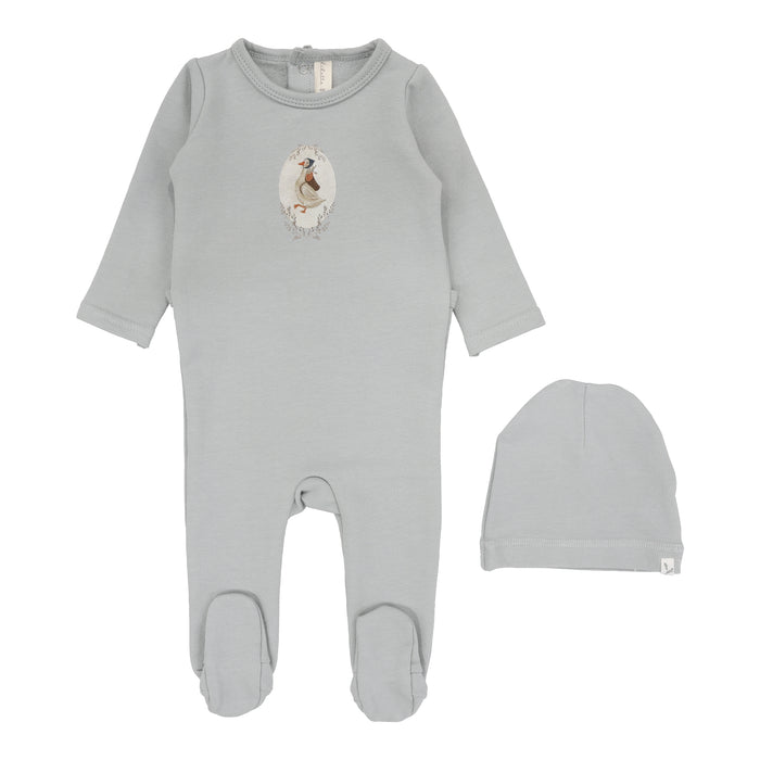 Baby Boy Footie + Hat | French Terry Print | Blue | Lil Legs