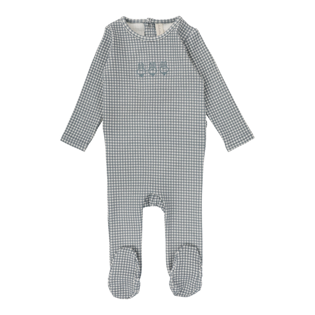 Baby Boy Footie | Gingham Bunny | Blue | Lil Legs