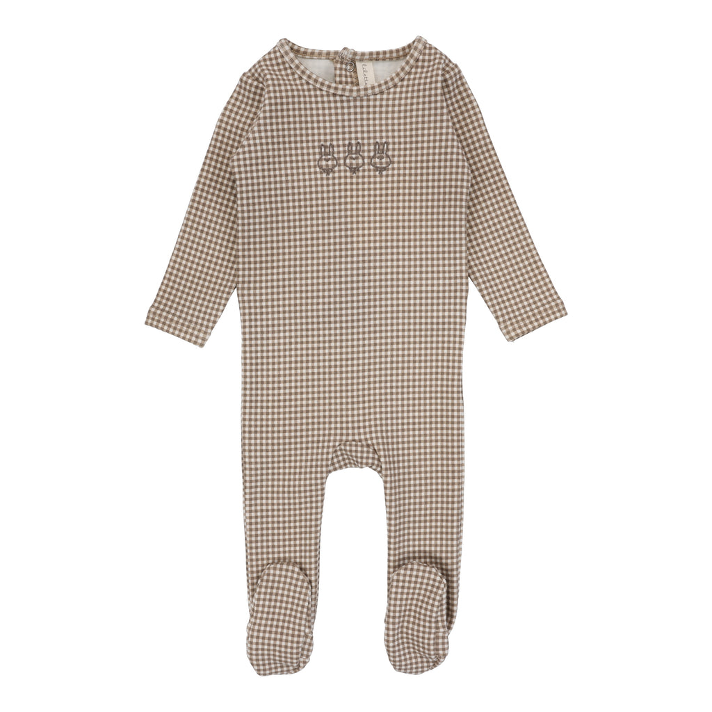 Baby Boy Footie | Gingham Bunny | Oatmeal | Lil Legs