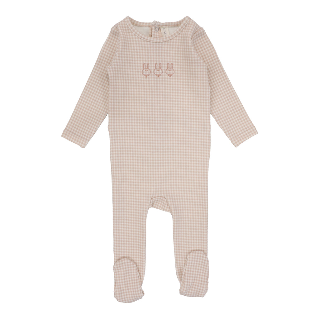 Baby Girl Footie | Gingham Bunny | Petal | Lil Legs