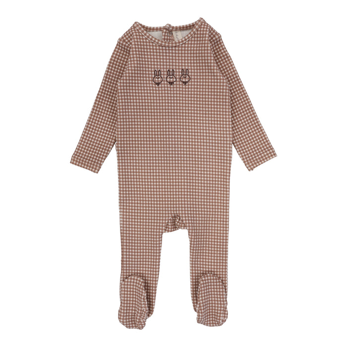 Baby Girl Footie | Gingham Bunny | Plum | Lil Legs