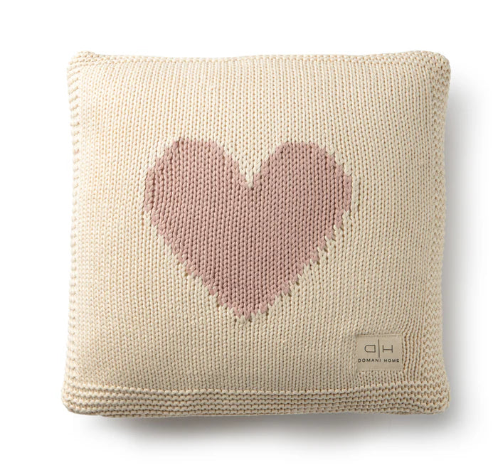 Domani Home Heart Knit Cushion | Pink | Domani Bebe