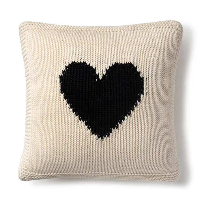 Domani Home Heart Knit Cushion | Black | Domani Bebe