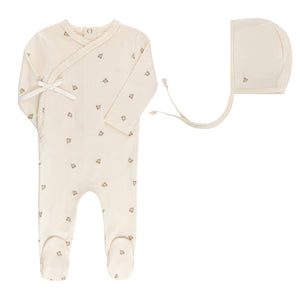 Baby Girl Footie + Hat | Embroidered Collection | Ivory Tulip | Ely's & Co | SS25