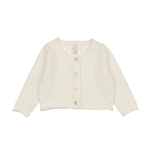 Baby Neutral Cardigan | Knit Pointelle | Winter White | Lil Leg | SS25