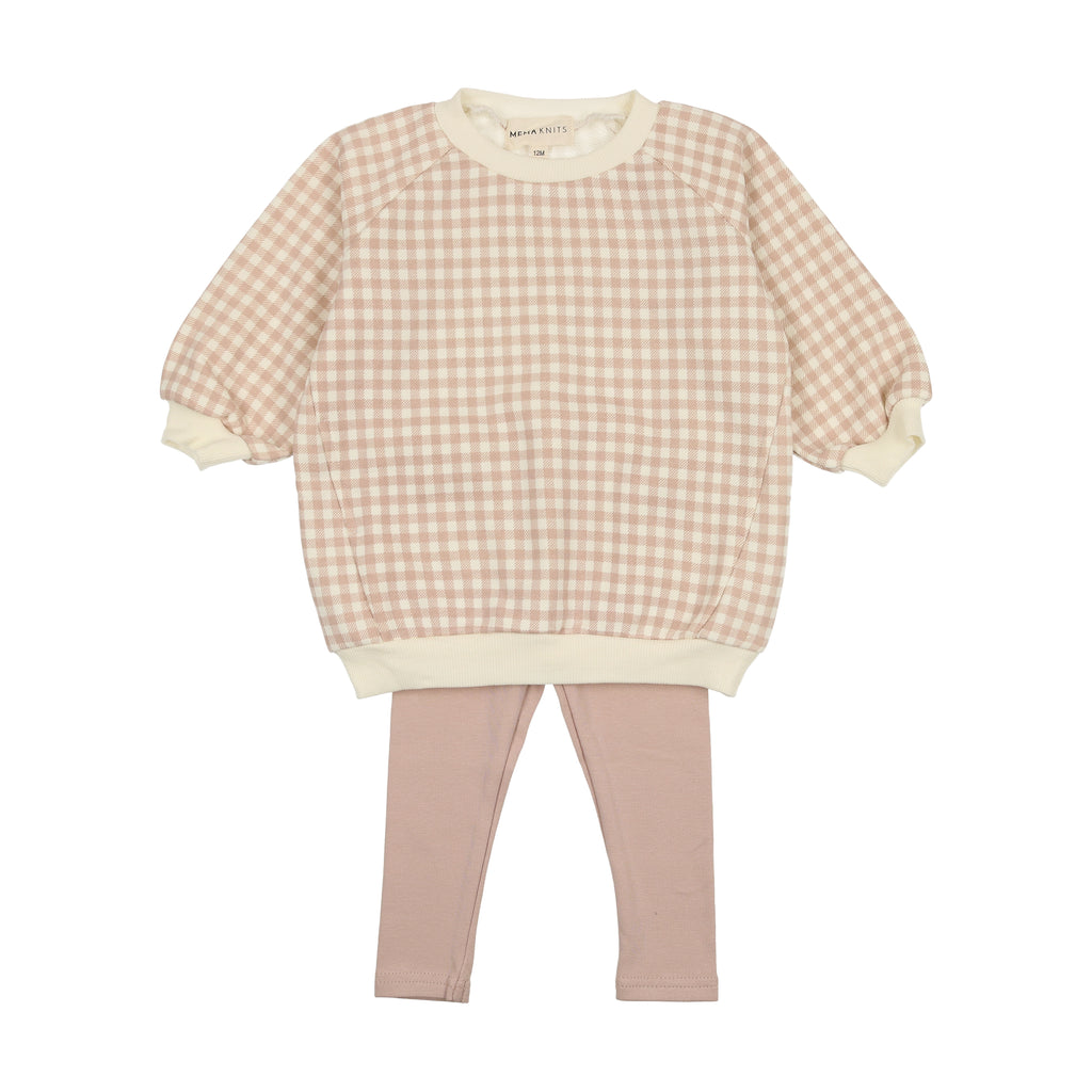 Baby Girl 2 Piece Outfit | Sweatshirt Set | Pale Pink | Mema