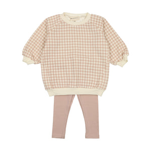 Baby Girl 2 Piece Outfit | Sweatshirt Set | Pale Pink | Mema