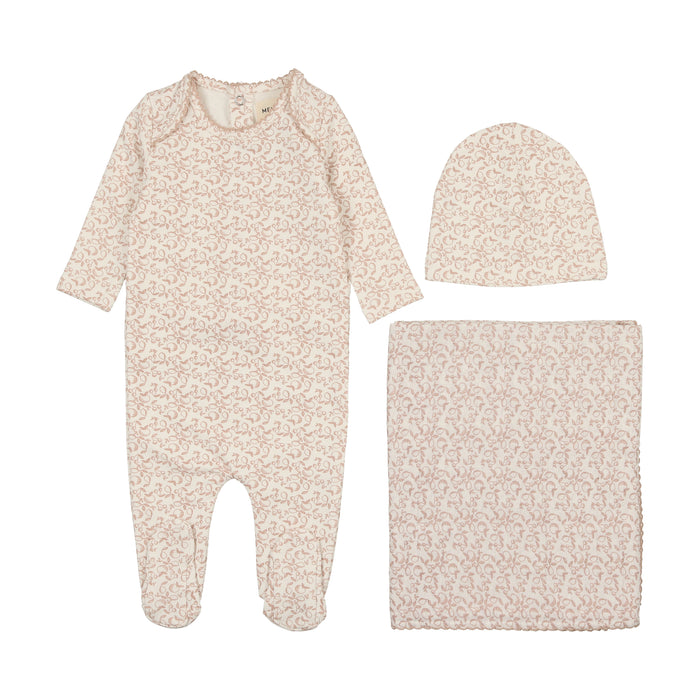 Baby Girl Layette Set | Fruit Print | Winter White/Pale Pink | Mema