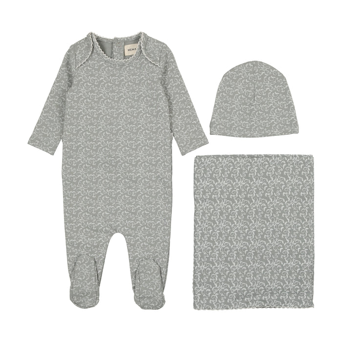 Baby Boy Layette Set | Fruit Print | Powder Blue/White | Mema