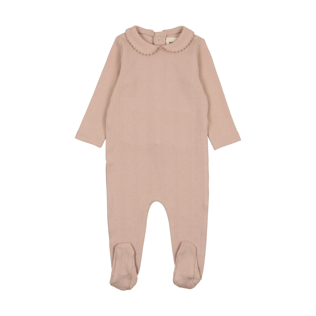 Baby Girl Footie & Hat | Pointelle | Dusty Pink | Mema