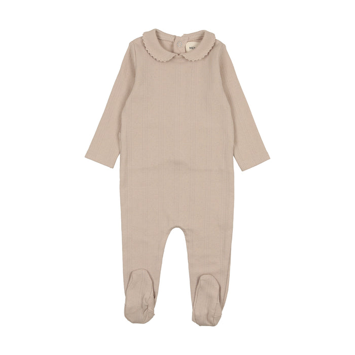 Baby Boy Footie + Hat | Pointelle | Oatmeal | Mema