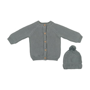 Baby Boy Jacket | Hooded Knit | Dove | Mema