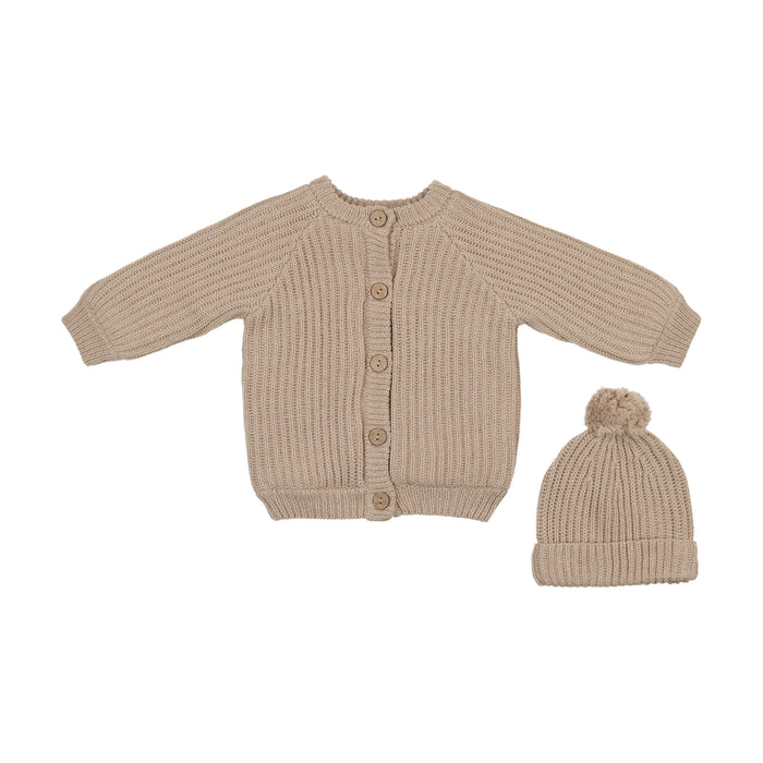 Baby Boy Jacket | Hooded Knit | Taupe | Mema