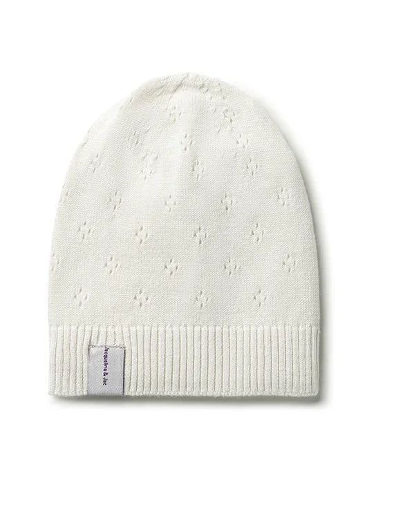 Baby Beanie | Jacqueline & Jac | Pointelle Knit |Natural White