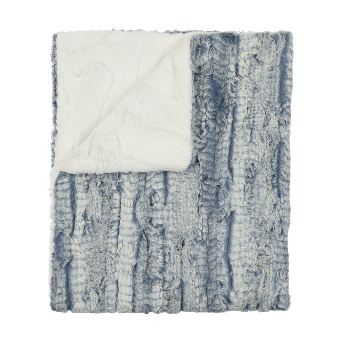 Baby Boy Blanket | Lux Fur | Blue Stone & Natural | Peluche