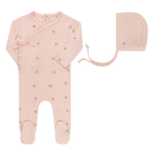 Baby Girl Footie + Hat | Embroidered Collection | Pink Tulip | Ely's & Co | SS25