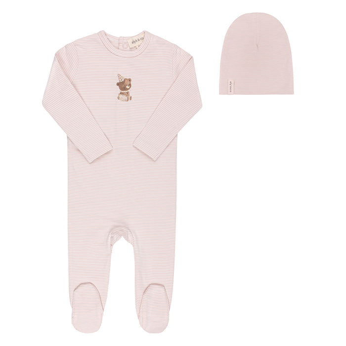 Baby Girl Footie + Hat | Organic Bear Collection | Pink | Ely's & Co | SS25