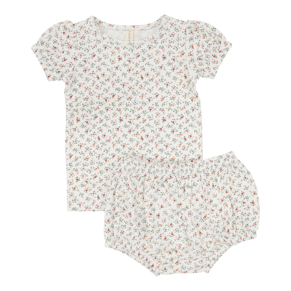 Baby Girl Short Sleeve Set | Bouquet Floral | Winter White/Floral | Lil Legs | SS25