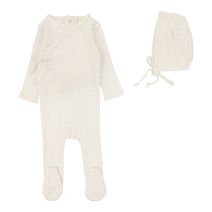 Baby Neutral Footie + Hat | Fine Pointelle | Cream | Lil Legs | SS25