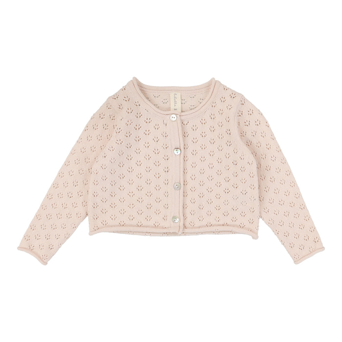 Baby Girl Cardigan | Knit Pointelle | Shell Pink | Lil Legs | SS25