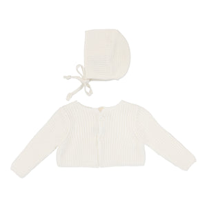 Baby Neutral Shrug + Bonnet | Chunky Knit | Winter White | Lil Legs | SS25