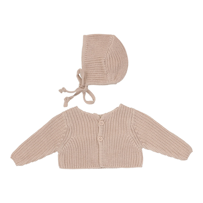 Baby Girl Shrug + Bonnet | Chunky Knit | Blush | Lil Legs | SS25