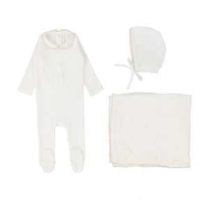 Baby Girl Layette Set | Edged Collar | Winter White/Blush | Lil Legs | SS25